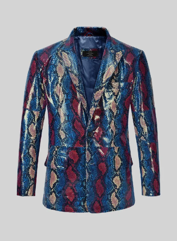 Everyday Outfits Bold Blue Python Catwalk Leather Blazer # 2