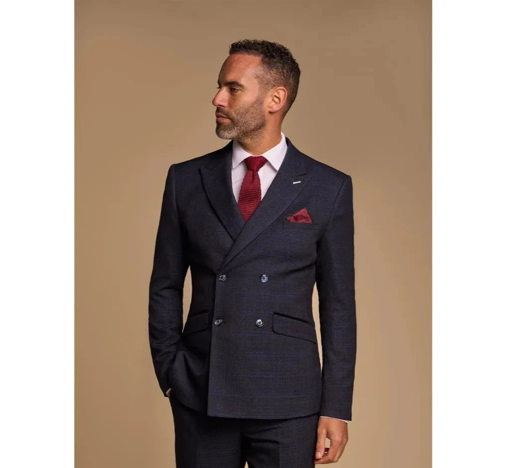 Lightweight Gear Caridi - Men's Navy Blue Double Breasted Blazer