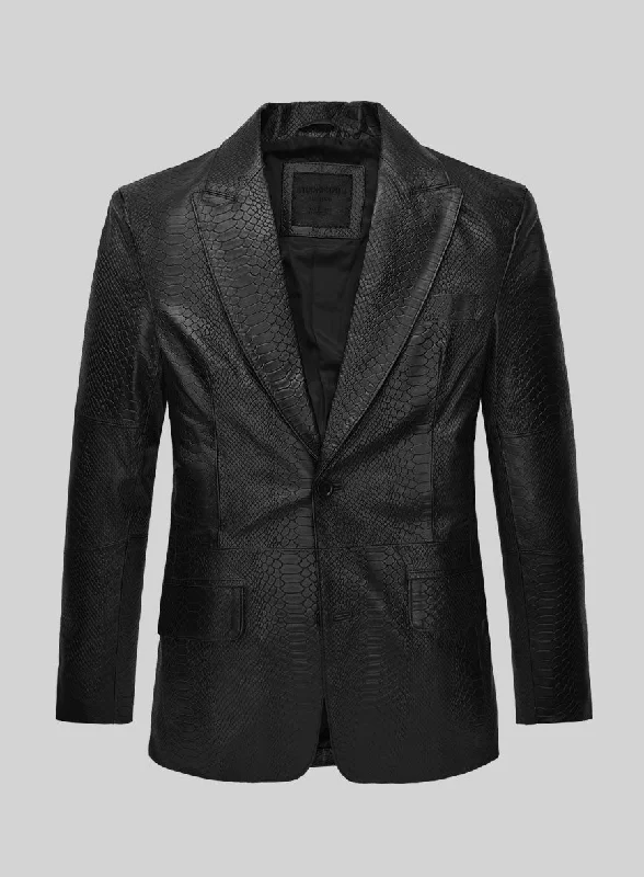 Fleece Jackets Black Python Catwalk Leather Blazer # 2