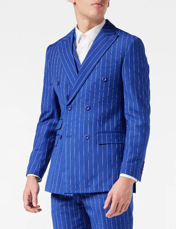 Slim-fit Trousers BLUE DOUBLE BREASTED WIDE CHALK STRIPE JACKET