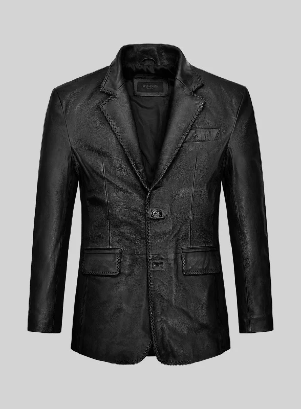 Tailored Coats Thick Goat Black Washed & Wax Medieval Leather Blazer