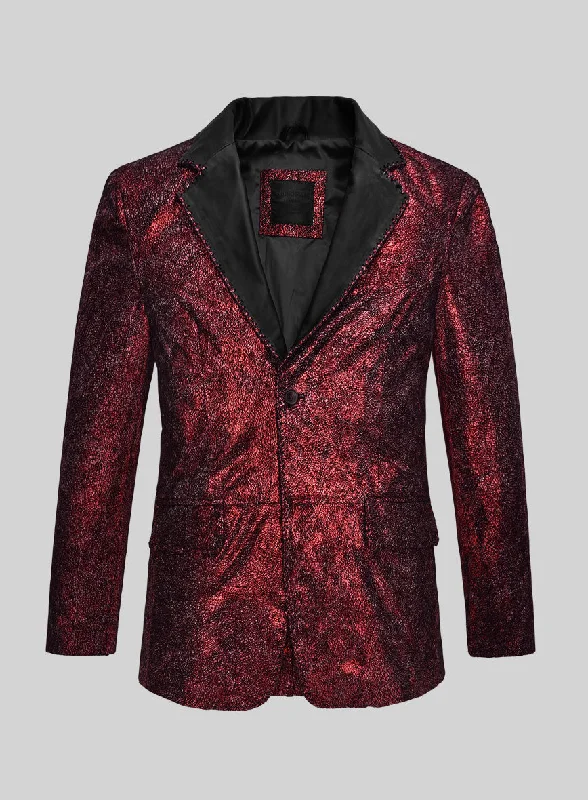 Everyday Wear Twilight Red Medieval Tuxedo Leather Blazer