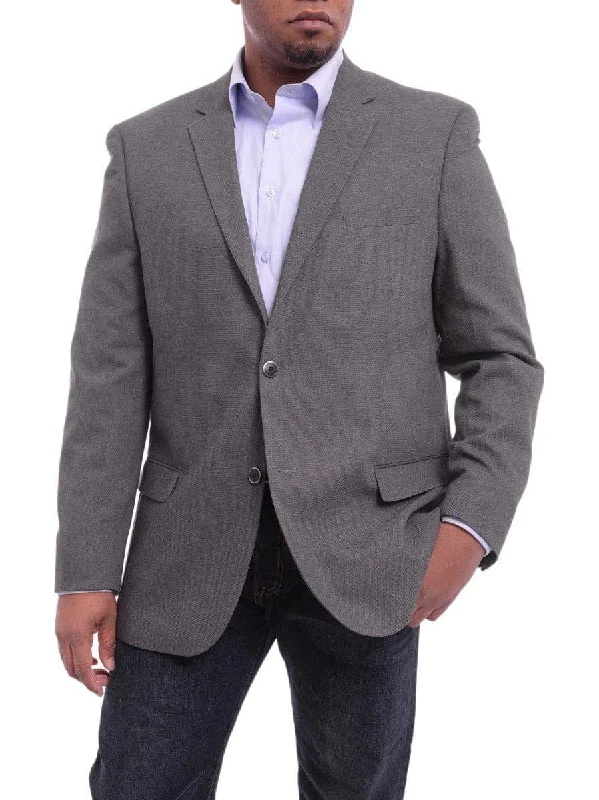 Wool Sweaters Caravelli Classic Fit Gray Hopsack Weave Two Button Stretch Blazer Sportcoat