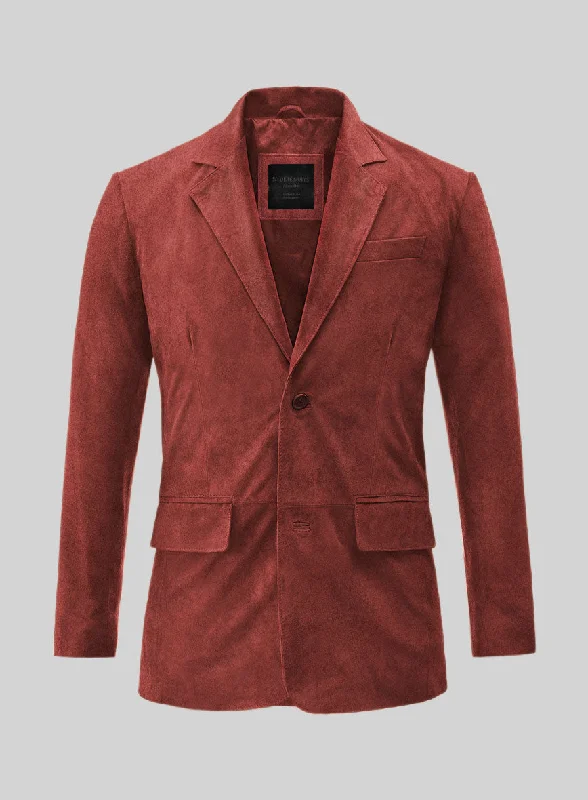 All-Day Wear Burnt Red Suede Leather Blazer