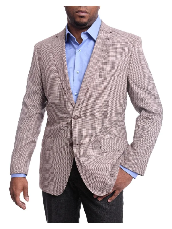 Fashion Basics Arthur Black Classic Fit Light Brown Houndstooth Wool Blazer Sportcoat