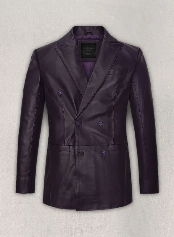 Leather Pants Purple Hampton Double Breasted Leather Blazer