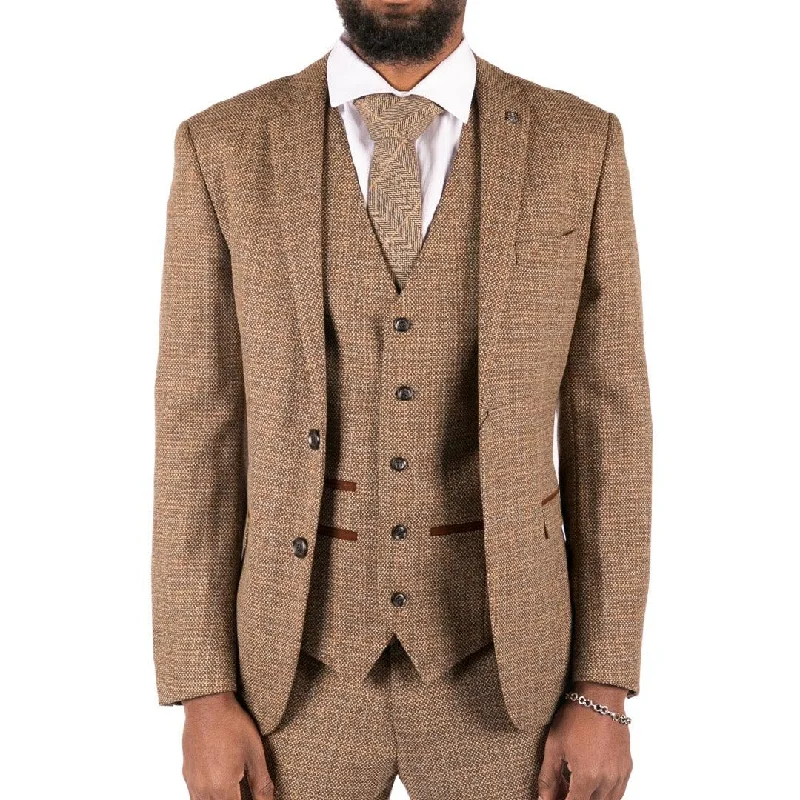 Practical Clothing Mens 3 Piece Suit Tweed Check Vintage Retro Tailored Fit 1920s