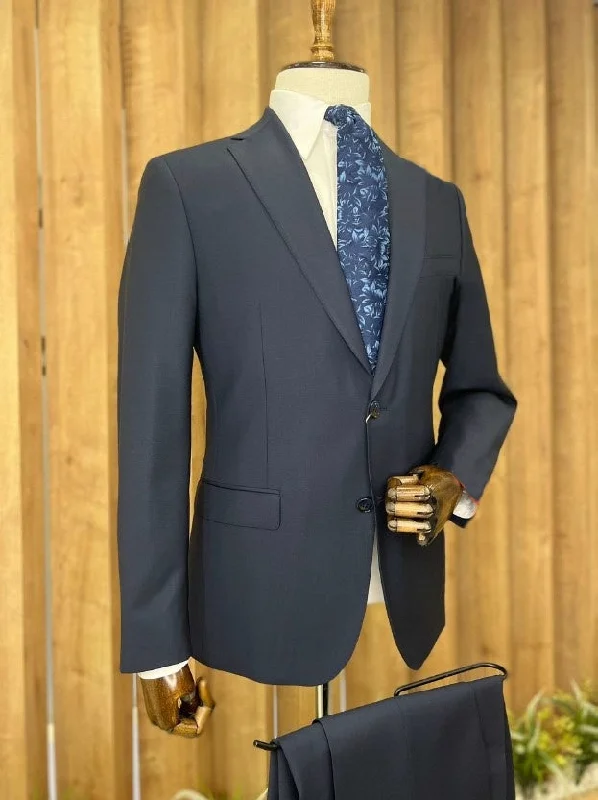 Dapper Suits Lightweight Wool Suit - Navy