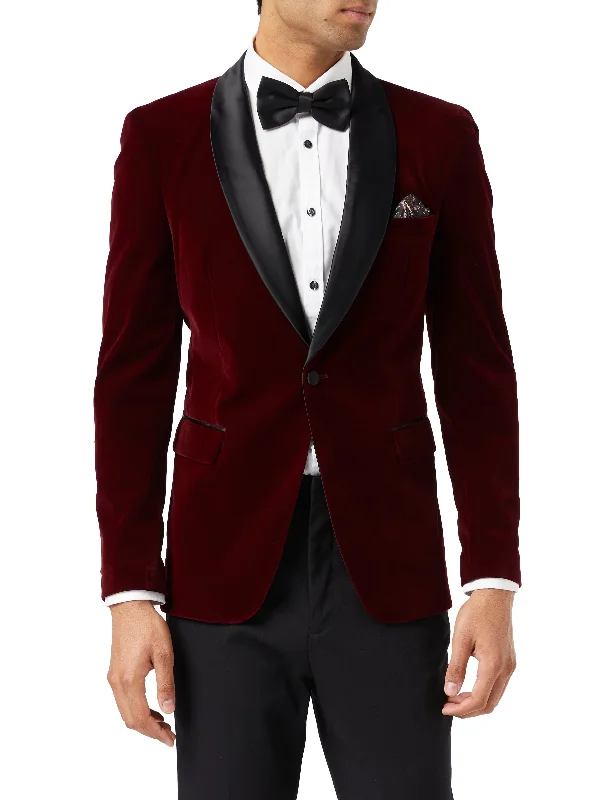 Graphic Caps TUXEDO SAM - Burgundy Soft Velvet Jacket