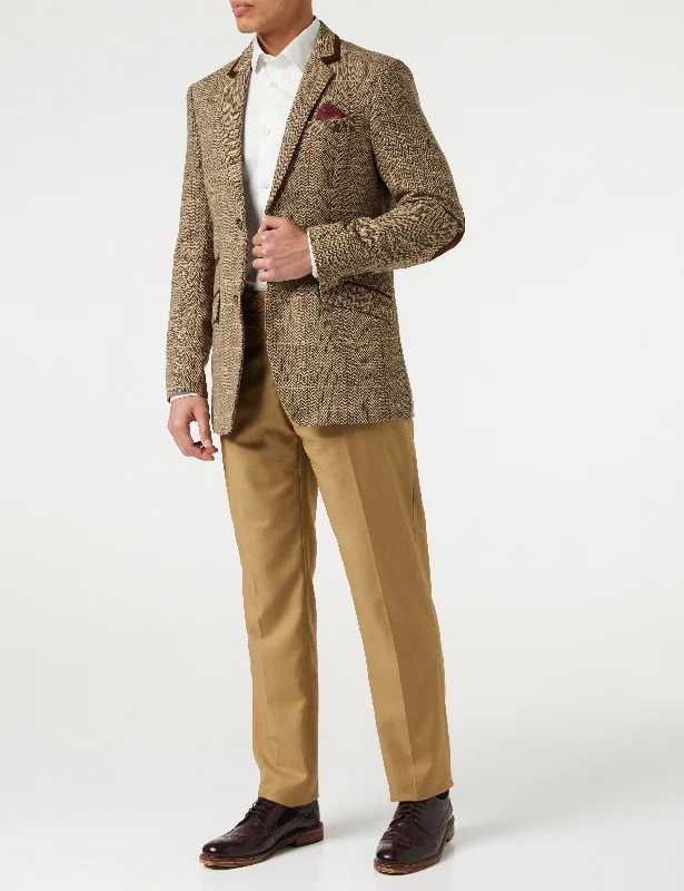 Casual Knitwear CARLO - BROWN TWEED CHECK BLAZER