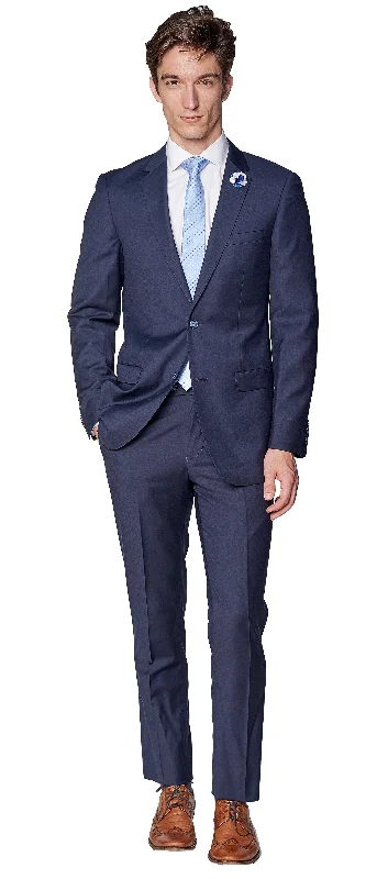 Modern Style Slim Fit Solid Navy Two Piece Suit GB-Navy