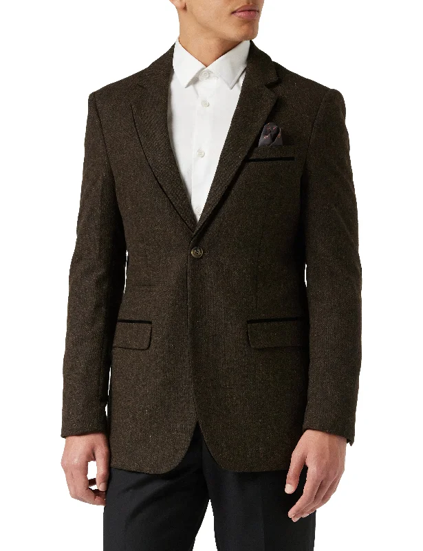 Modern Casuals DANE - TWEED DARK BROWN BLAZER