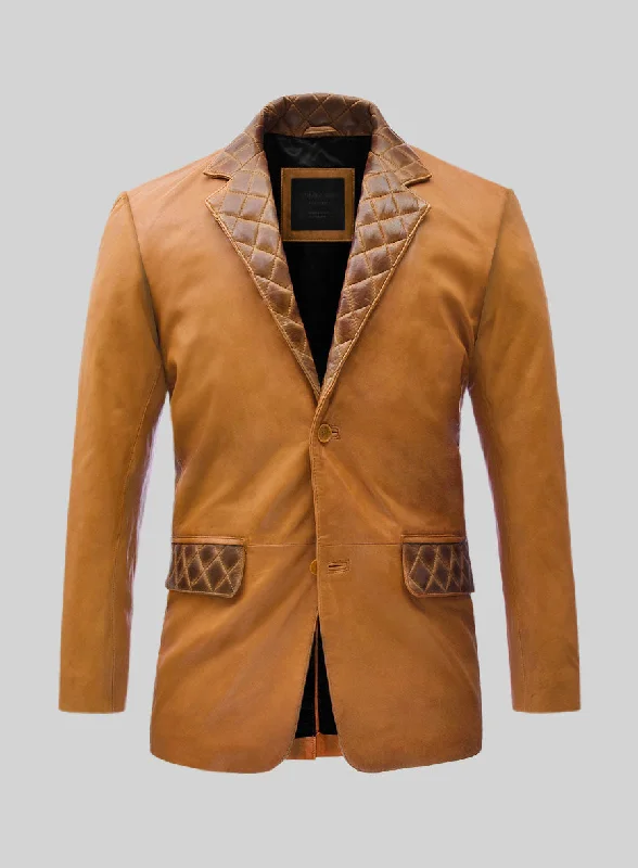 Active Gear Harper Burnt Mustard Leather Blazer