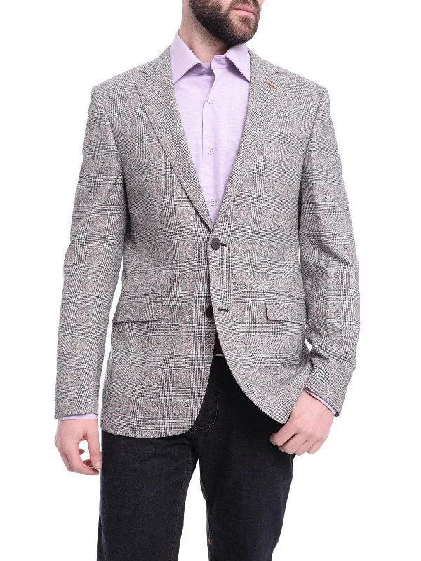 Modern Backpacks Napoli Slim Fit Black & White Plaid Half Canvassed Wool Blazer Sportcoat