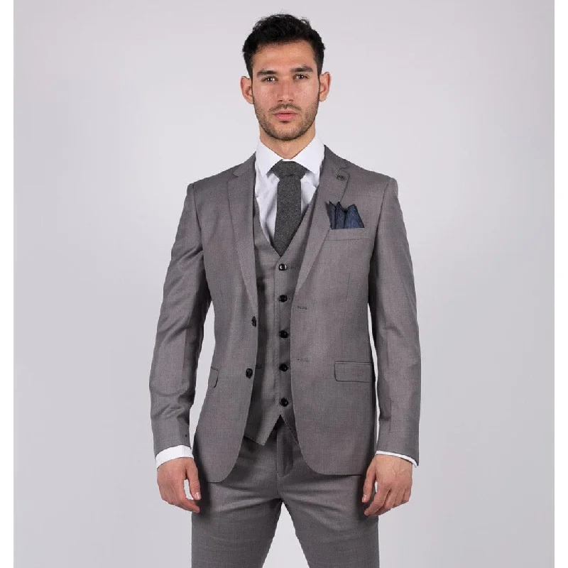 Trendy Outerwear Mens Light Grey 3 Piece Suit Classic Stitch Wedding Summer Prom Classic Grooms