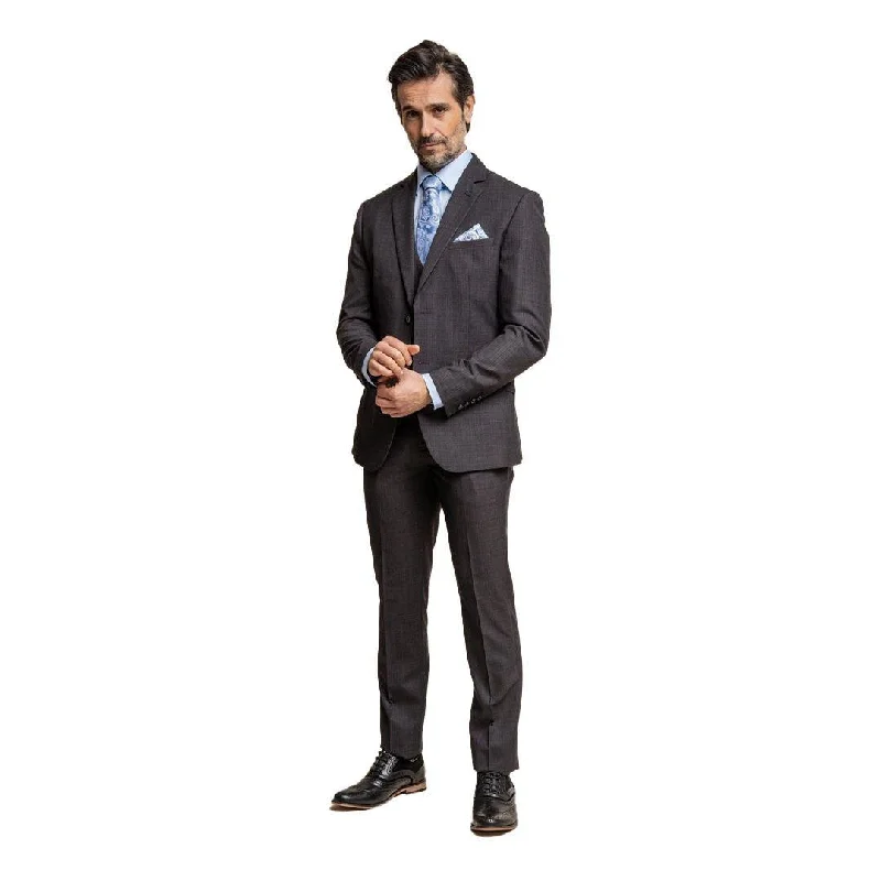 All-Purpose Wear Mens Dark Grey 3 Piece Classic Suit Tailored Fit