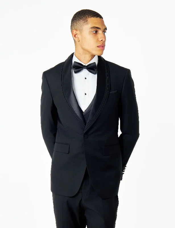 Relaxed Wear GREG – BLACK TAILORED TUXEDO WEDDING JACKET