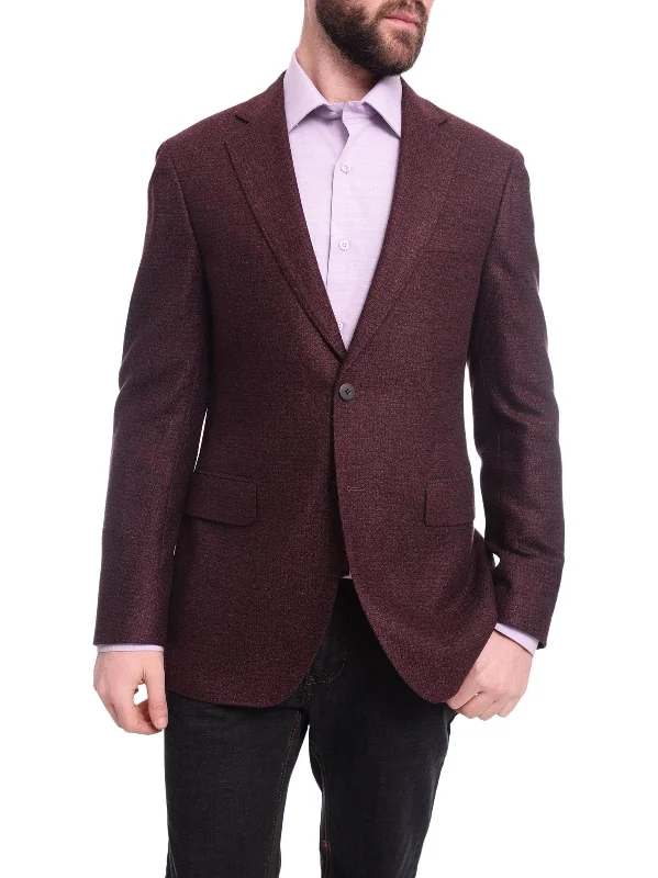 Casual Trends Napoli Slim Fit Maroon Tweed Two Button Half Canvassed Wool Blazer Sportcoat