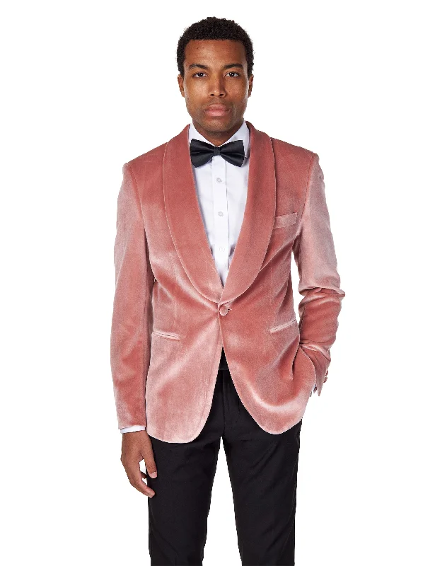 Street Hoodies SHAWL COLLAR VELVET TUXEDO – BLUSH PINK