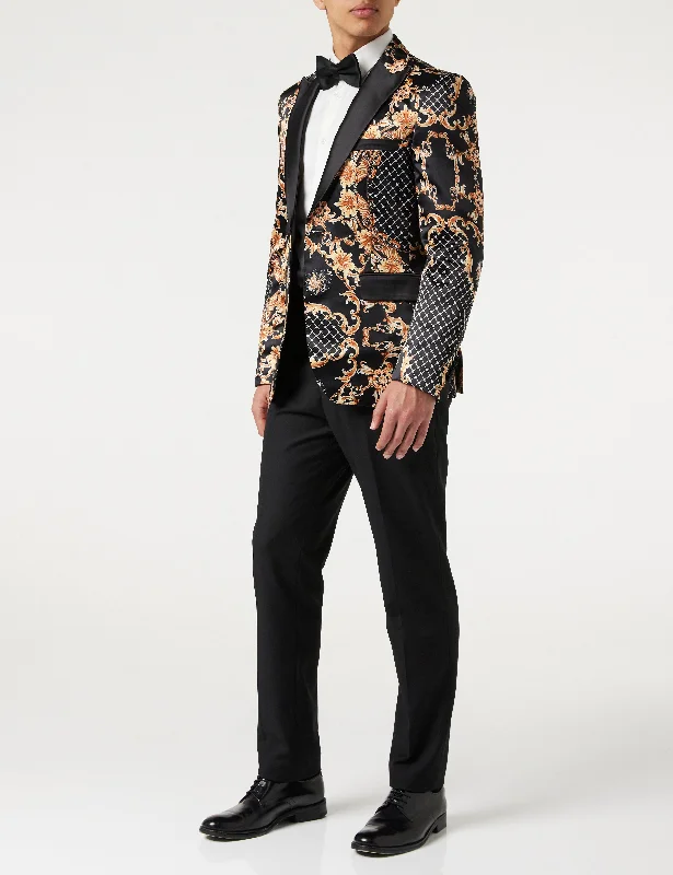 Sports Pants BLACK DINNER PRINTED GOLD FLORAL DAMASK JACKET