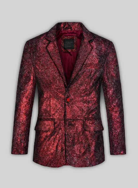 Boho Menswear Twilight Red Leather Blazer