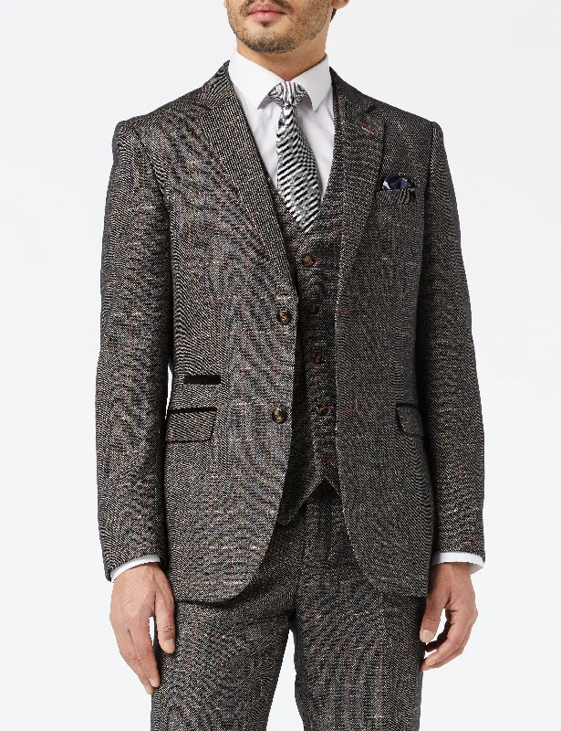 All-Day Wear JULES - BROWN TWEED CHECK JACKET & WAISTCOAT