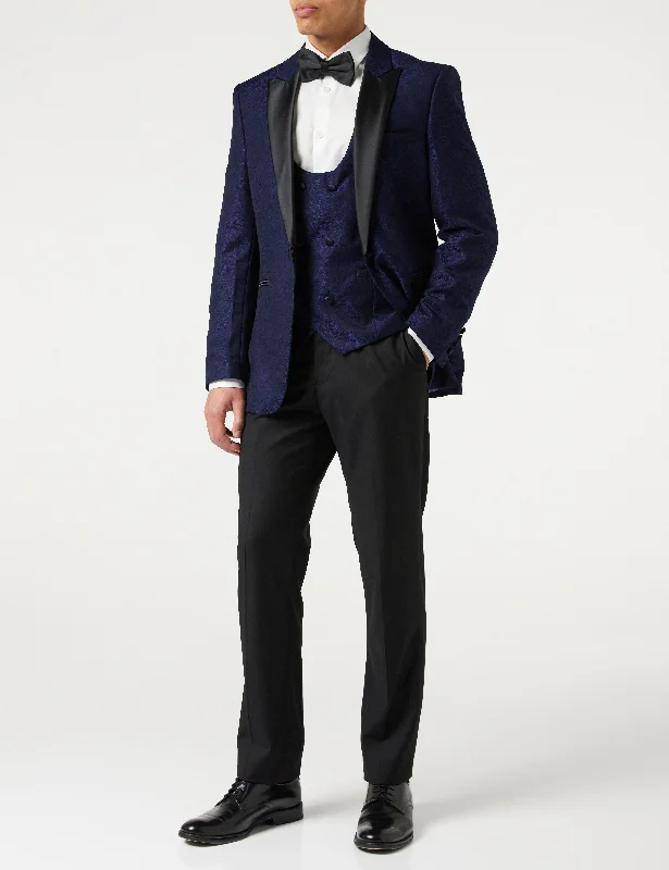 Laid-Back Style LUCA - BLUE PRINTED DINNER TUX JACKET