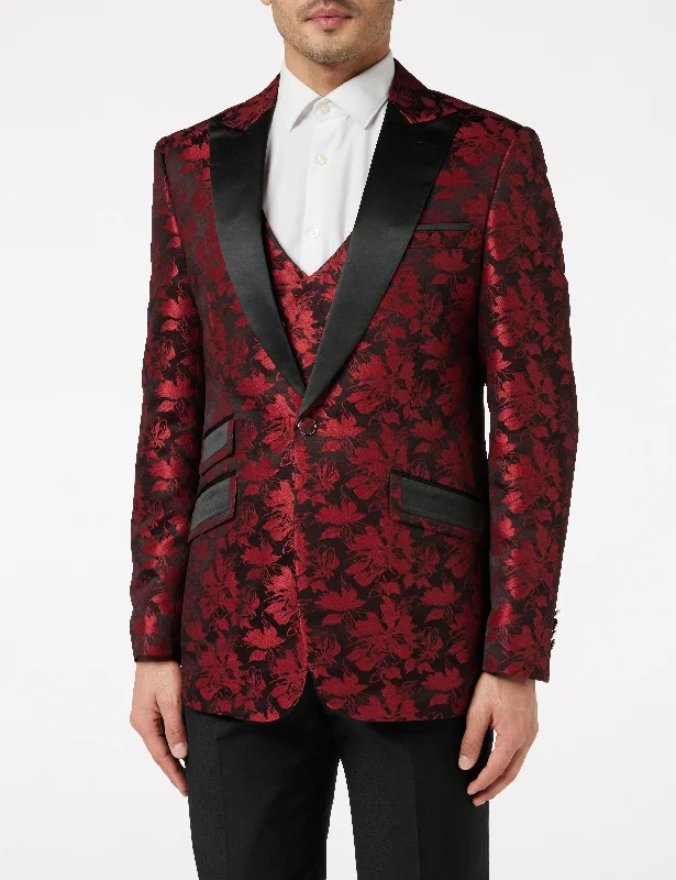 Heavy Coats RED GROOMS WEDDING JACKET & WAISTCOAT