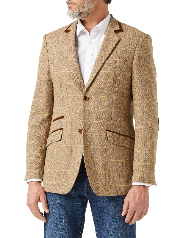 Easy Fashion ELTON - Light Brown Tweed Check Blazer