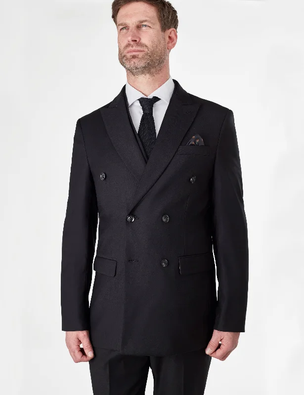 Casual Wear GRAHAM BLACK DOUBLE BREASTED  JACKET & WAISTCOAT