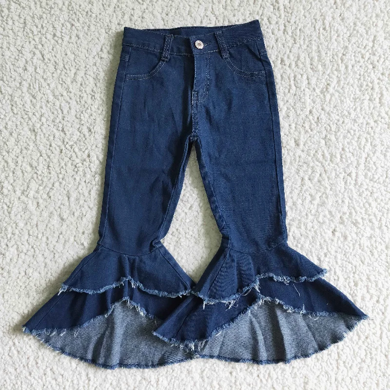 Outdoor Wear P0007 Dark Blue Double Lace Frayed Denim pant