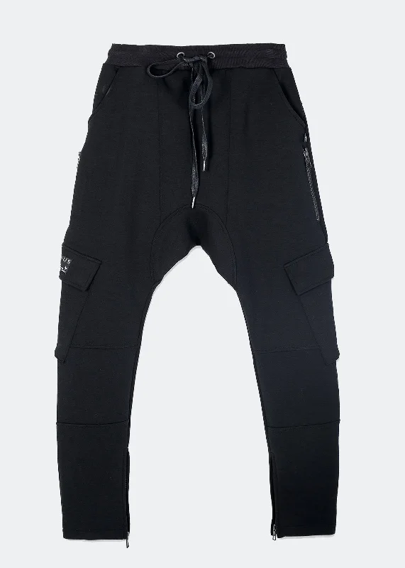 Retro Style Konus Men's Ankle Zip Cargo Sweatpants in Black