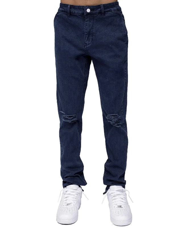 Casual Chinos Konus Men's Ankle Zipper Pants In Navy