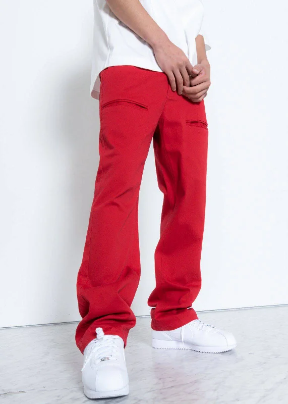 Premium Fabric Konus Men's Baggy Chino Pants in Red