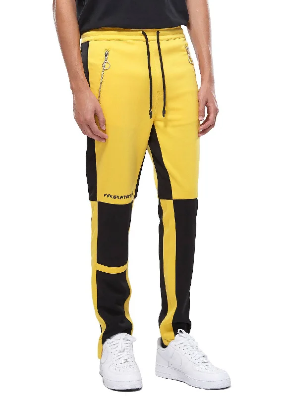 Military Jackets Konus Men's Color Blocked Track pants in Yellow