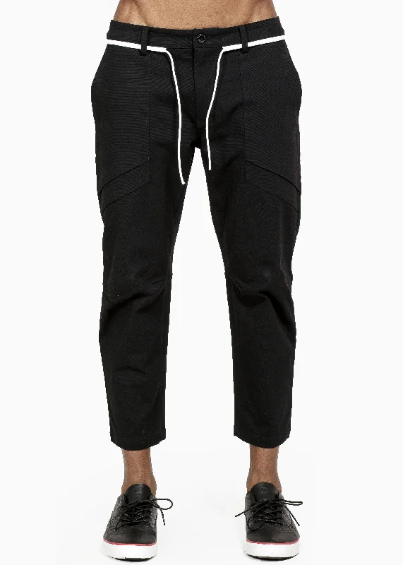 Sporty Jackets Konus Men's Cropped Pants With Drawcord in Black