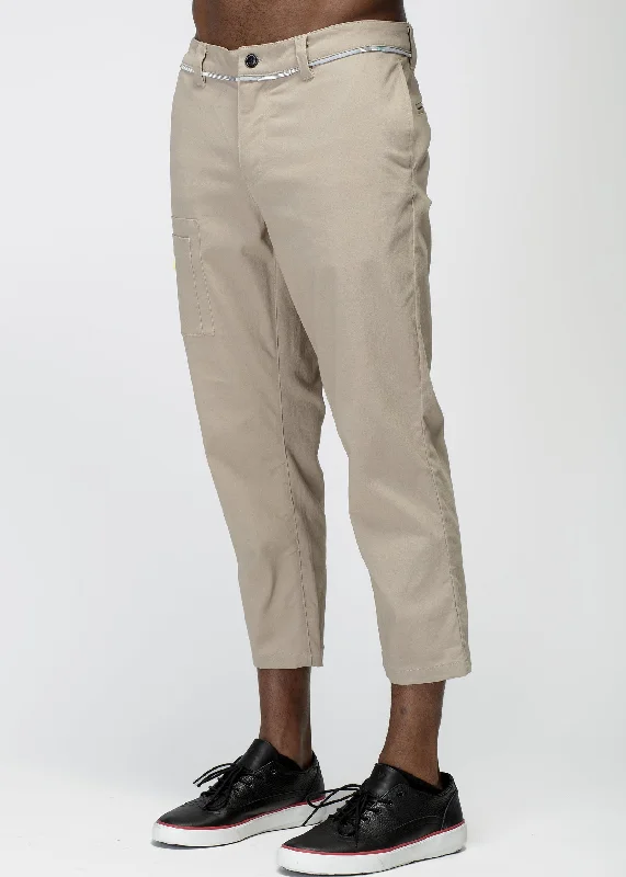 Fleece Jackets Konus Men's Cropped Side Zip Pants in Tan