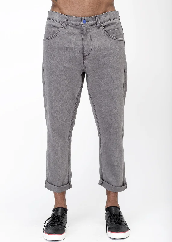 Light Jackets Konus Men's Cropped Twill Pant With Dart Detail in Gray