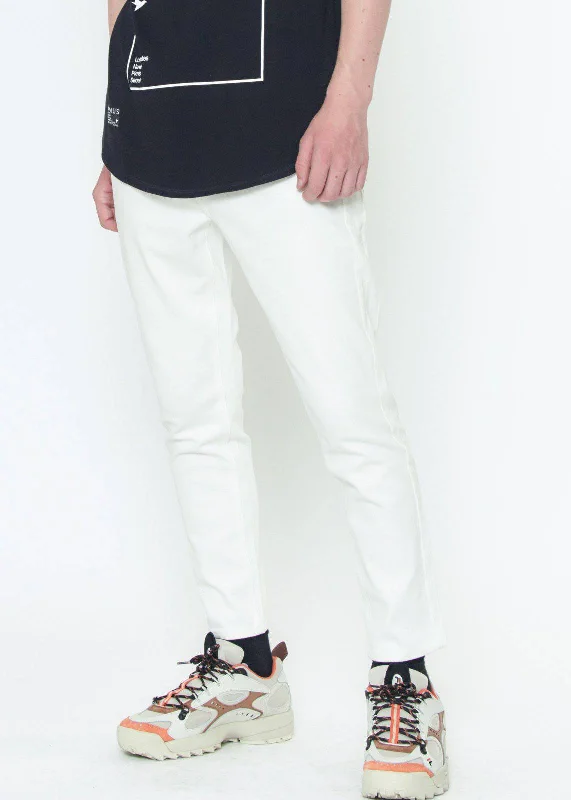 Sporty Look Konus Men's Cropped Twill Pant With Dart Detail in White