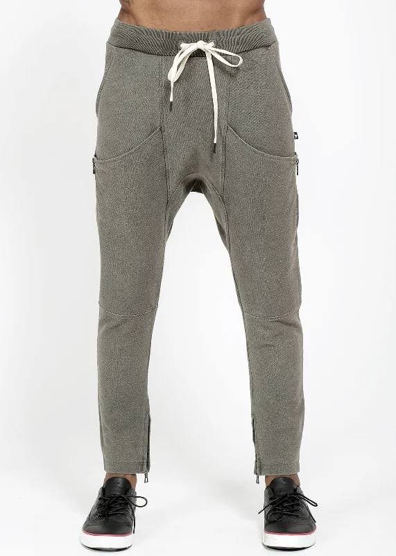 Heavy Coats Konus Men's Over-dyed Drop Crotch Sweatpants in Charcoal