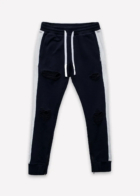 Versatile Looks Konus Men's Side Strip French Terry Joggers in Navy