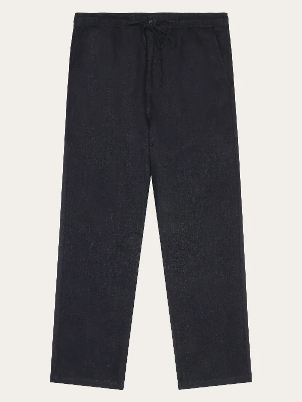 Street Hoodies Loose linen pant - Black Jet