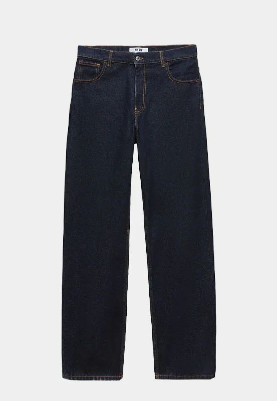 Comfy Apparel Msgm Straight - Leg Denim Pants Blue