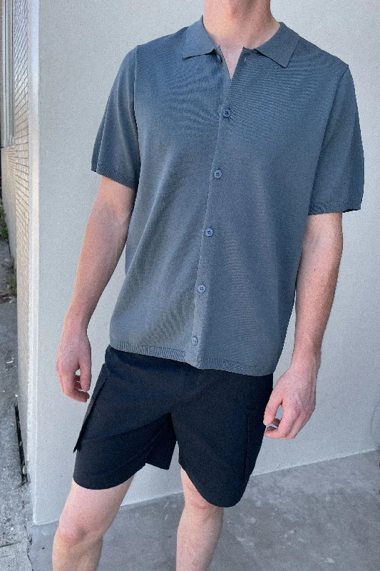 Street Style SHORT SLEEVE POLO BUTTON UP