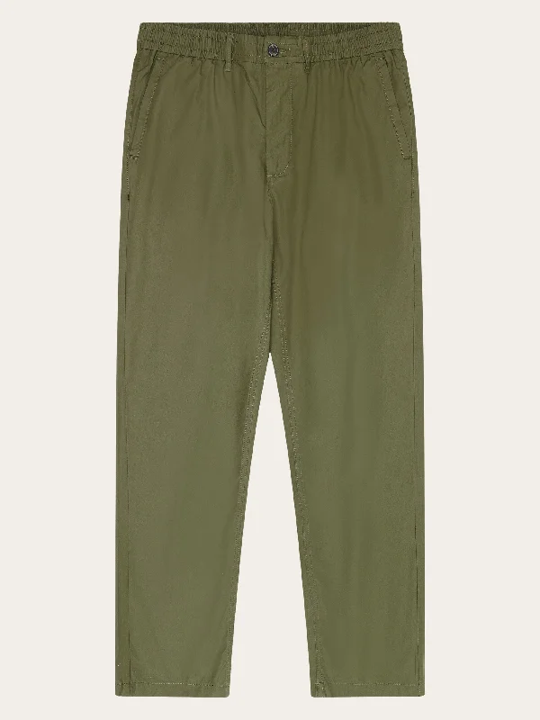 Trench Coats TIM tapered poplin elastic waist string pants - GOTS/Vegan - Burned Olive